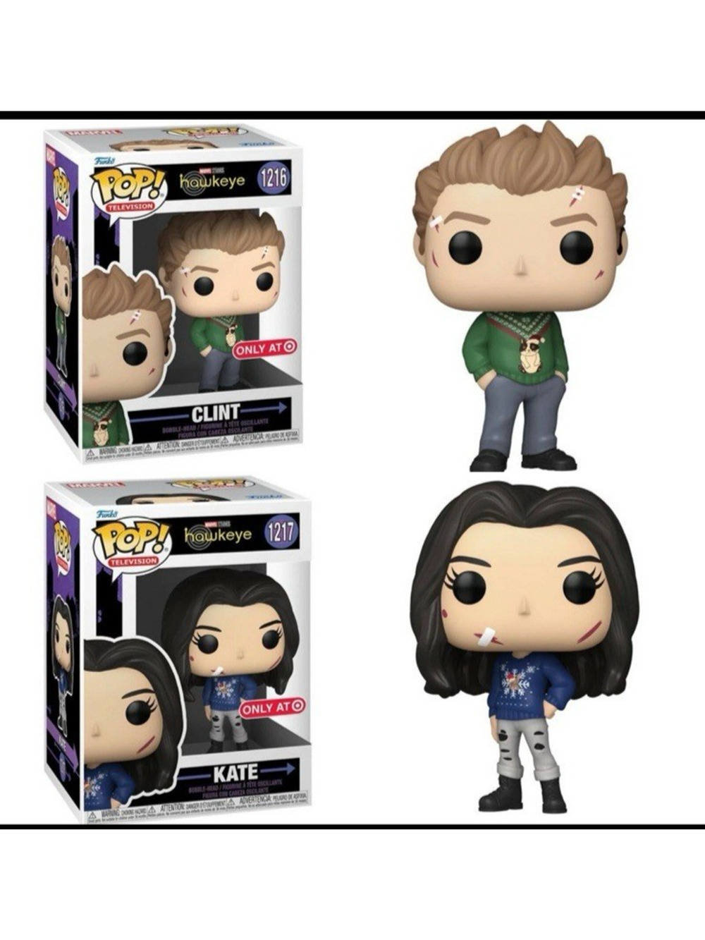 Funko POP! MARVEL HAWKEYE - CLINT BARTON & KATE UGLY SWEATER EXCLUSIVE COMBO NEW